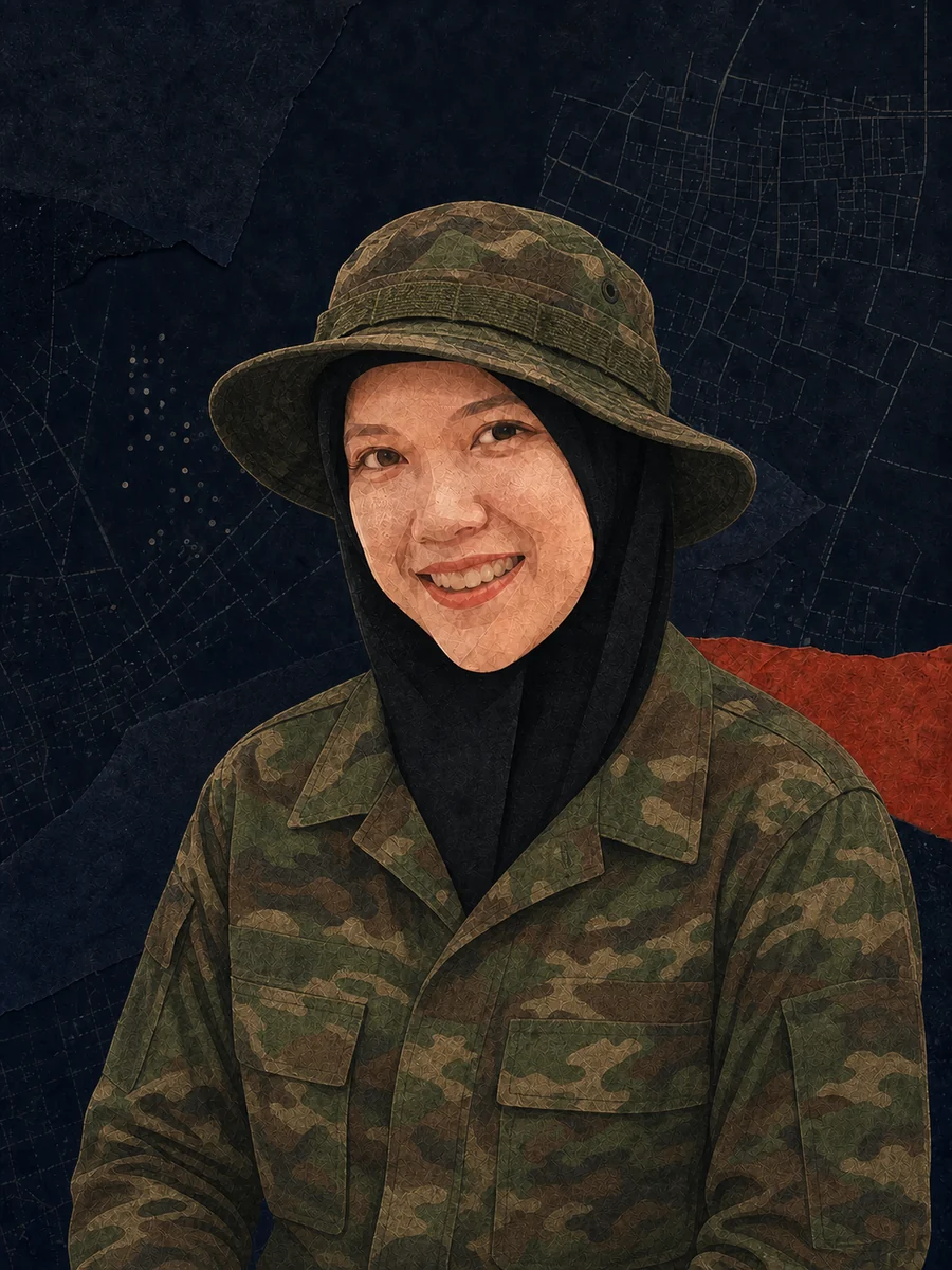 Ilustrasi potret berseragam loreng Novia Rahmadhani Sihotang, sarjana hukum ekonomi syariah asal Padangsidimpuan yang meninggal saat latihan dasar militer SPPI.